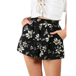 2017 Summer Back Bohemian Flowers Wide Shorts