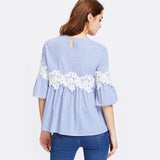 JF Blue Collection - 3 Quarter Flare Sleeve Buttoned Blouse