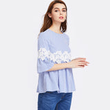 JF Blue Collection - 3 Quarter Flare Sleeve Buttoned Blouse