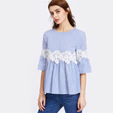 JF Blue Collection - 3 Quarter Flare Sleeve Buttoned Blouse