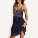 New Arrival Sexy Mutilcolor Spaghetti Strap Boho Dress