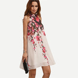 Muticolor Round Neck Floral Boho Dress