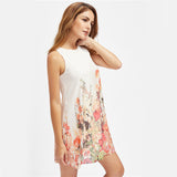 New Arrival Mutilcolor Flower Round Neck Cute Boho Dress