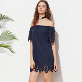 Summer Style Plain Short Sleeve Off The Shoulder Boho Dress