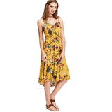 Summer Floral Cami Yello Spaghetti Vocation Dress