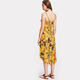 Summer Floral Cami Yello Spaghetti Vocation Dress