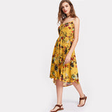 Summer Floral Cami Yello Spaghetti Vocation Dress