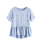 JF Blue Collection - Cute Flowers Raglan Sleeve Blouse