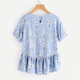 JF Blue Collection - Cute Flowers Raglan Sleeve Blouse