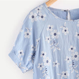 JF Blue Collection - Cute Flowers Raglan Sleeve Blouse