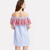 JF Blue Collection - Blue Off the Shoulder Short Sleeve Shift Dress