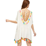 Summer Bohemian Batwing Smock Open Back Sexy Vocation Dress