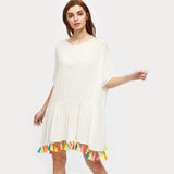 Summer Bohemian Batwing Smock Open Back Sexy Vocation Dress