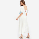 Sumer V Back Batwing Bohemian Maxi Vocation Dress