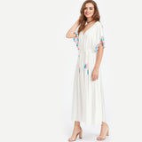 Sumer V Back Batwing Bohemian Maxi Vocation Dress