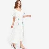 Sumer V Back Batwing Bohemian Maxi Vocation Dress