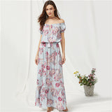 Bohemian Off The Shoulder Summer Floral Maxi Vocation Dress