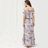 Bohemian Off The Shoulder Summer Floral Maxi Vocation Dress