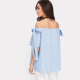 JF Blue Collection -  Cute blue Top Off the Shoulder Blouse