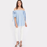 JF Blue Collection -  Cute blue Top Off the Shoulder Blouse