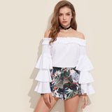 2017 Autumn - White Long Sleeve Off Shoulder Sexy Blouse